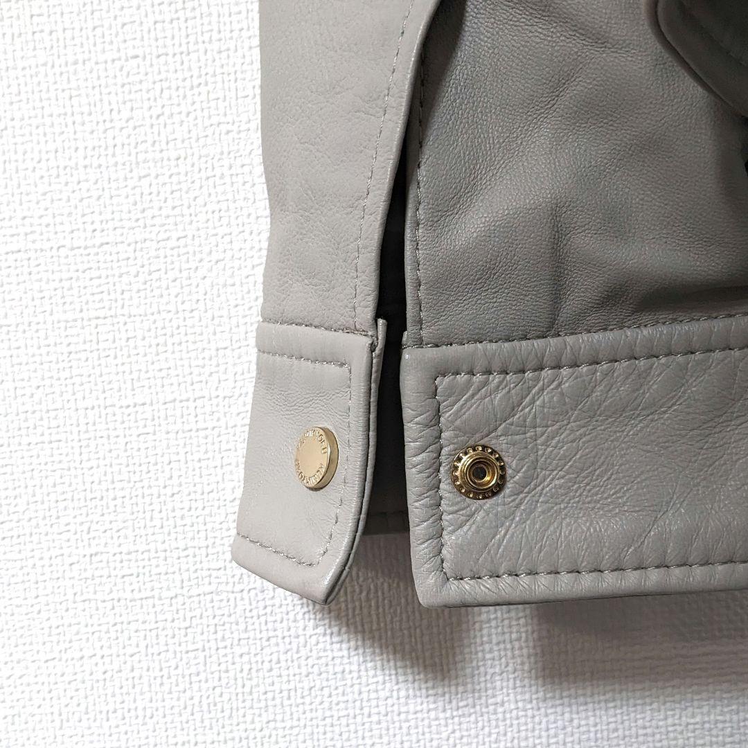 組曲　クミキョク　羊革　ラムレザー　ノーカラー　ジャケット　大きいサイズ　2XL