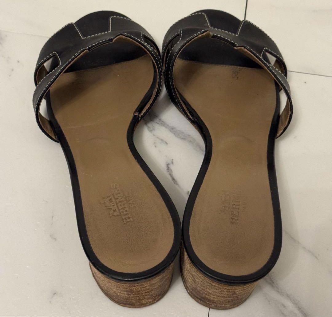 HERMES オアジス ミュール サンダル36レザー ブラック エルメス