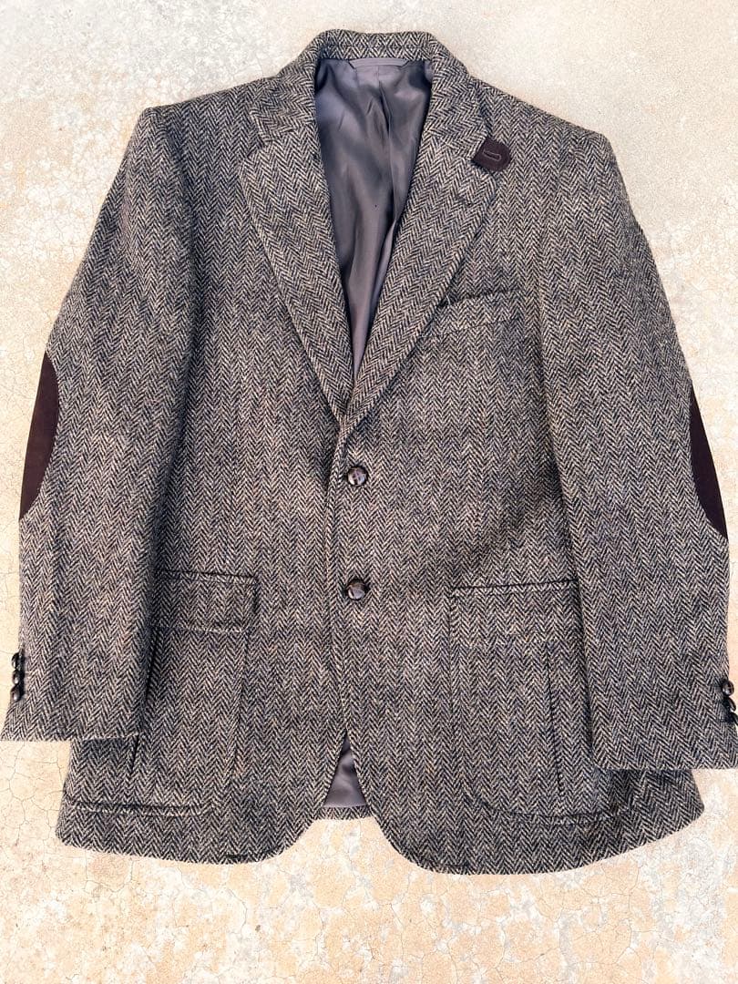 90s 超希少　未使用級 ハリスツイード　ヘリンボーン　テーラードジャケット