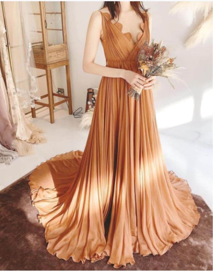 テラコッタカラードレス　結婚式　前撮り　二次会