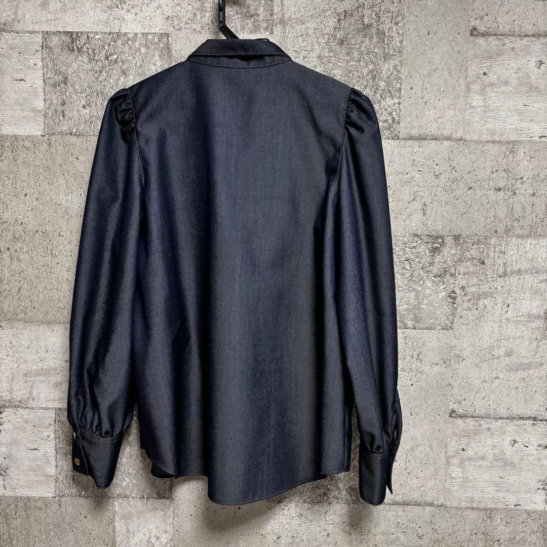 優*那様 ウールデニムライクボウ ブラウス