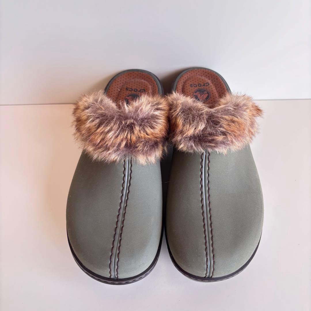 【美品】crocs コブラー　クロックス　厚底　サボ　ボア付　クロッグ