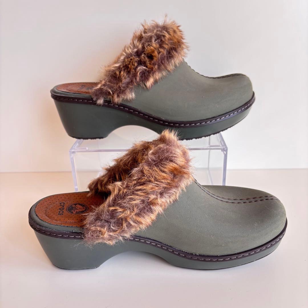 【美品】crocs コブラー　クロックス　厚底　サボ　ボア付　クロッグ