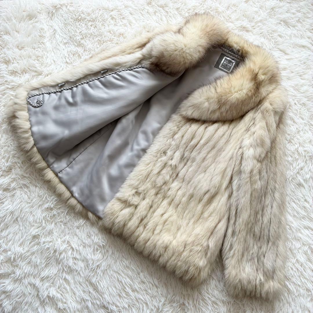 SAGA FOX 銀タグ 本毛皮コート 高級フォックスファー　11号　アイボリー
