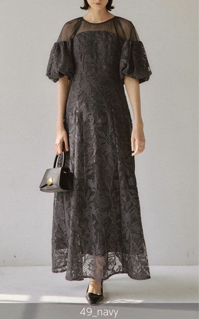 スーツ・フォーマル・ドレス lerure Cotton race souffle sleeve dress