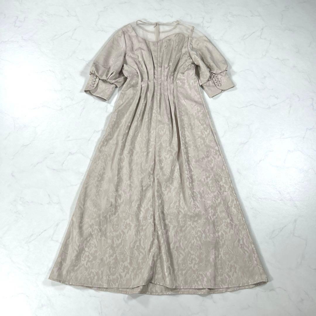 【完売品】　etoll.　ミアンダリングウエストタックフレアドレス　ベージュ　S