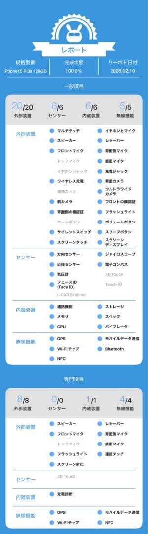 動作確認済み iPhone 15 Plus 128GB バッテリー91%