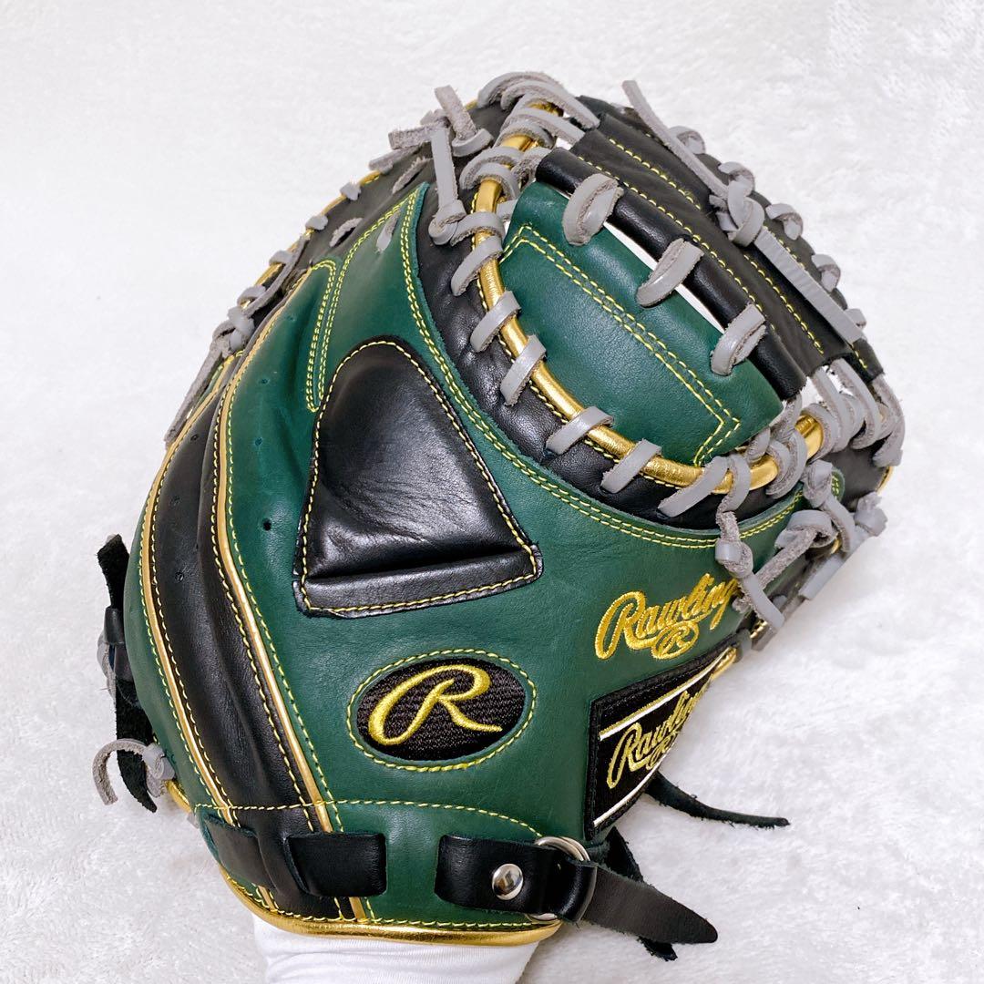 美品　ローリングス　軟式用キャッチャーミット　ハイパーテック　緑　黒　金　R2G