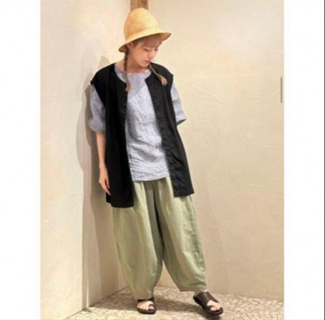 美品　nest Robe コットンリネン石目 コクーンカーゴパンツ