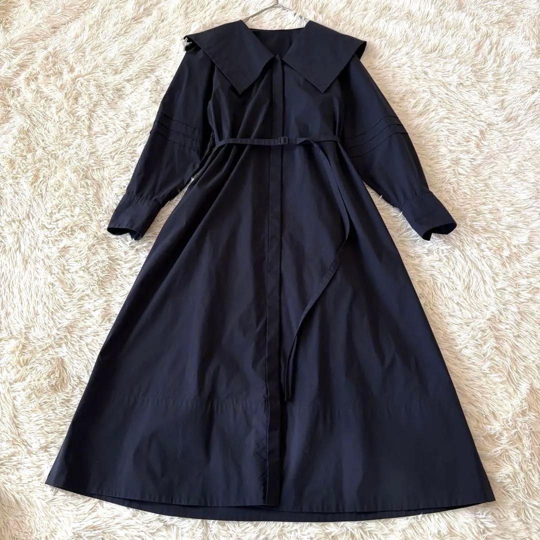 美品✨アドーア　コットンストレッチブロードワンピース　ビッグカラー　セーラー