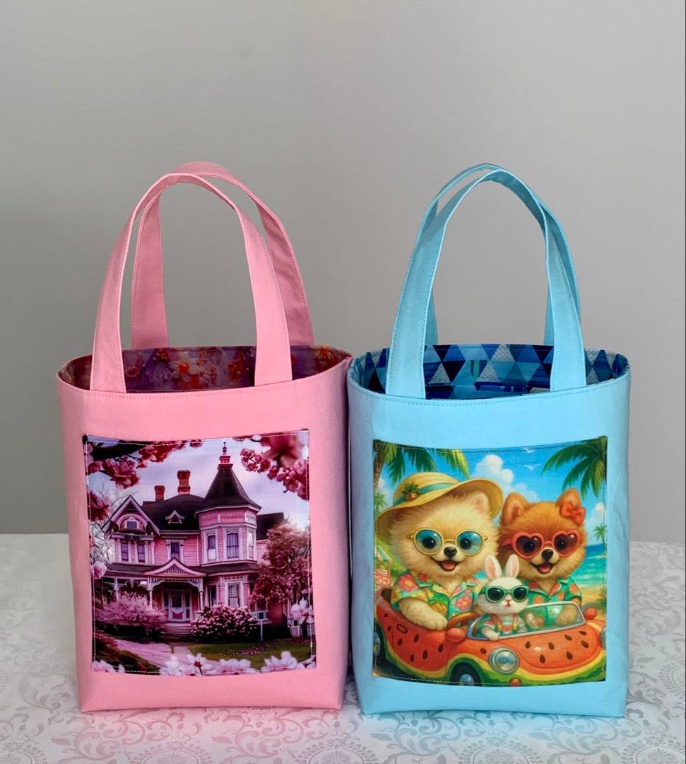 ♥むっち♥ ♡♬.*゜　いちご猫ちゃん　トートバッグ　小物入れ