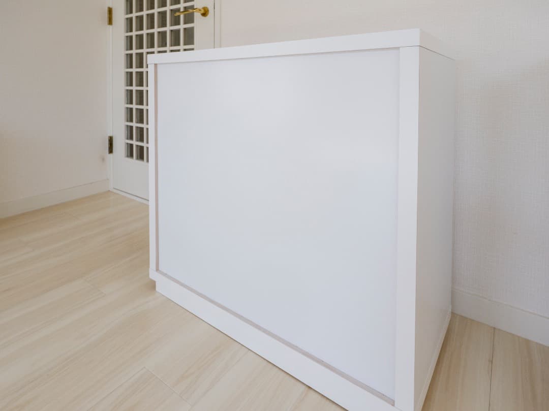 桐材日本製オーダー収納チェスト３段光沢ホワイトW75×D35cm 出品6月末まで