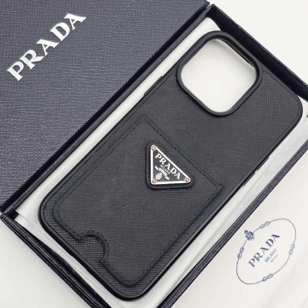PRADA iPhone14proMAX ケース サフィアーノレザー 三角ロゴ