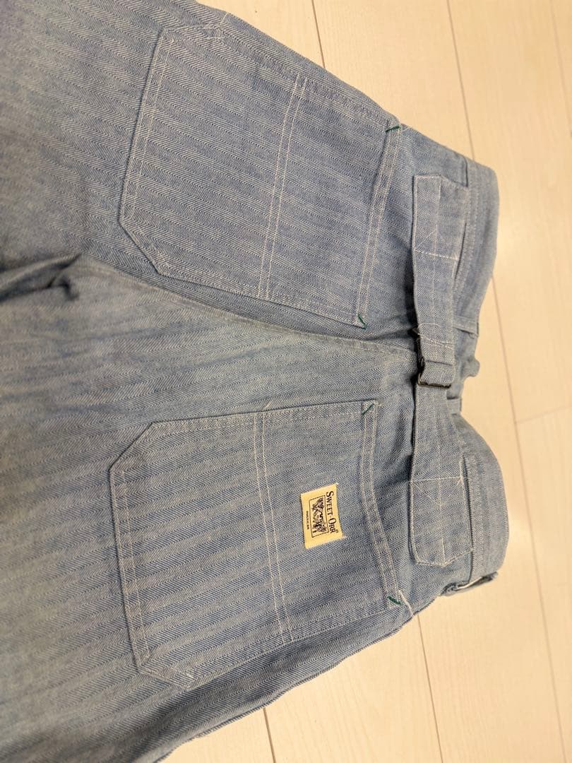 SWEET-ORR ストライプ ワークパンツ ベイカーパンツ　ライトブルー