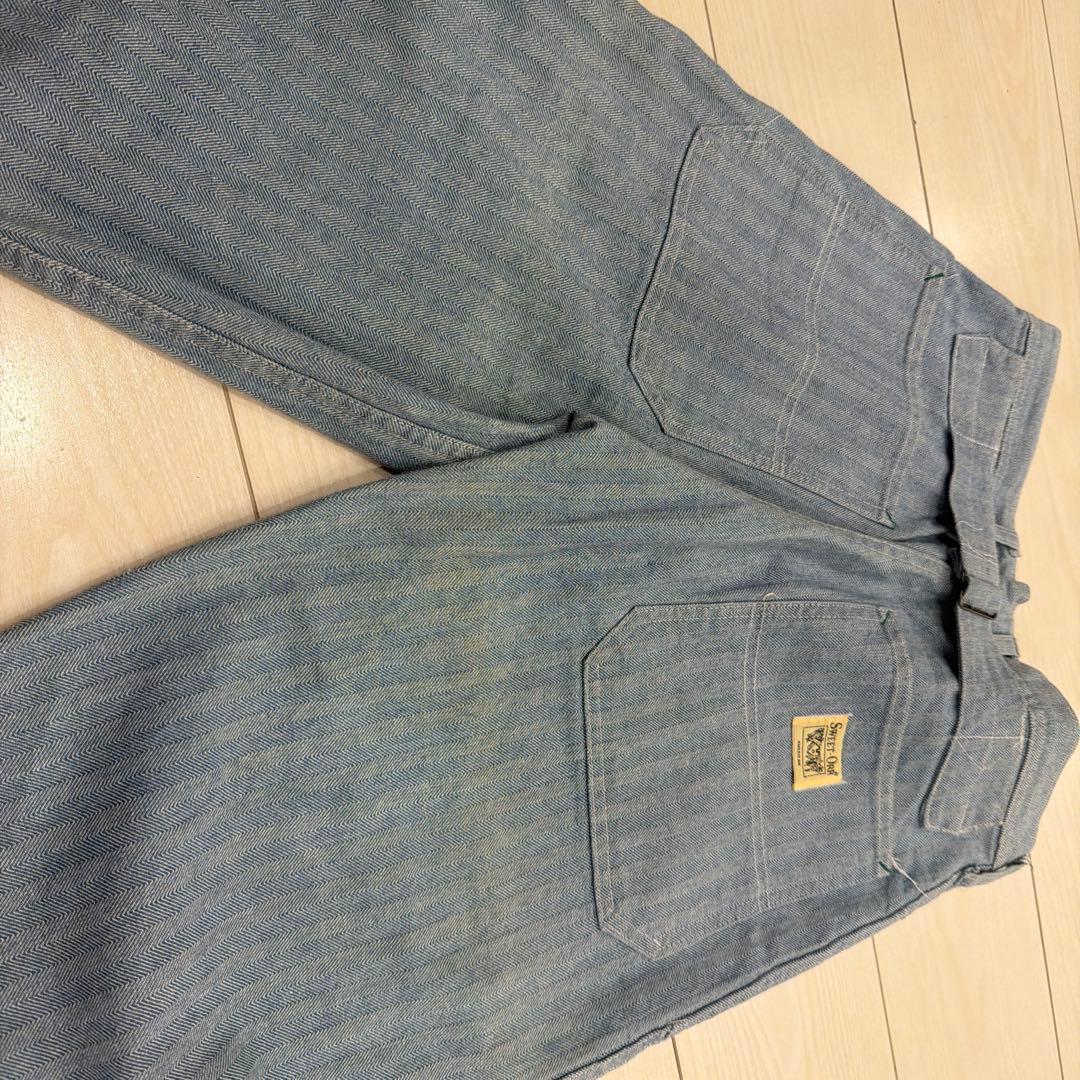 SWEET-ORR ストライプ ワークパンツ ベイカーパンツ　ライトブルー