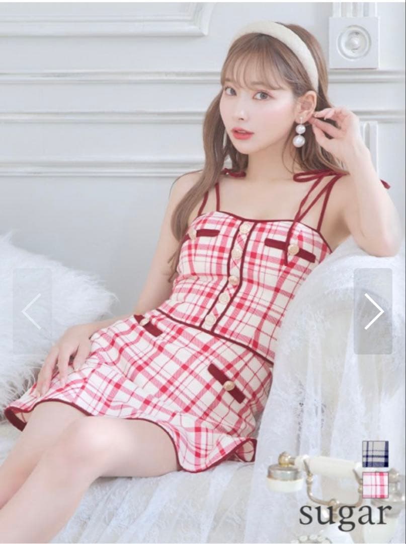 ROBE de FLEURS × sugarコラボ商品　赤チェックドレス