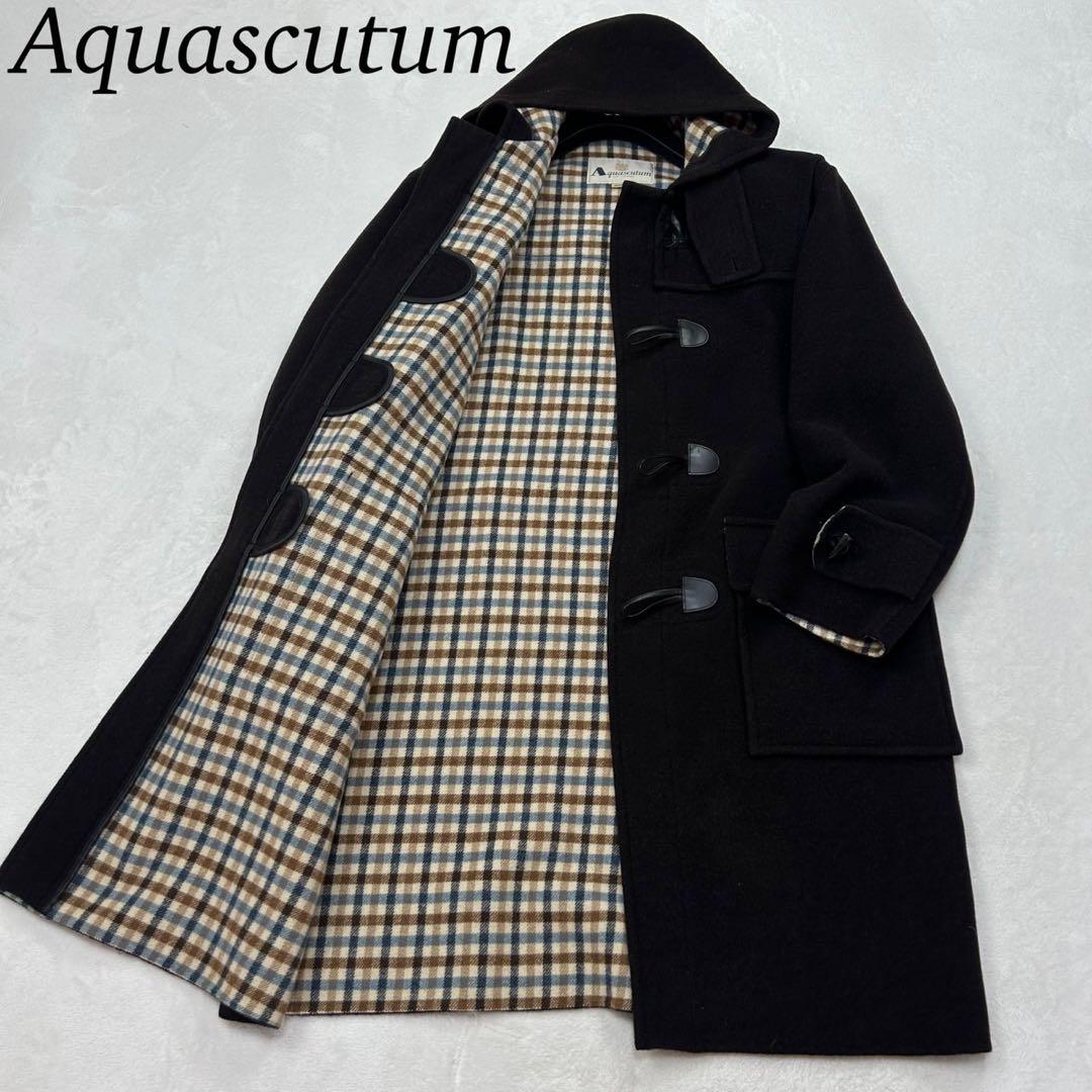 G254 美品 M アクアスキュータム アンゴラ混 ダッフルコート メンズ