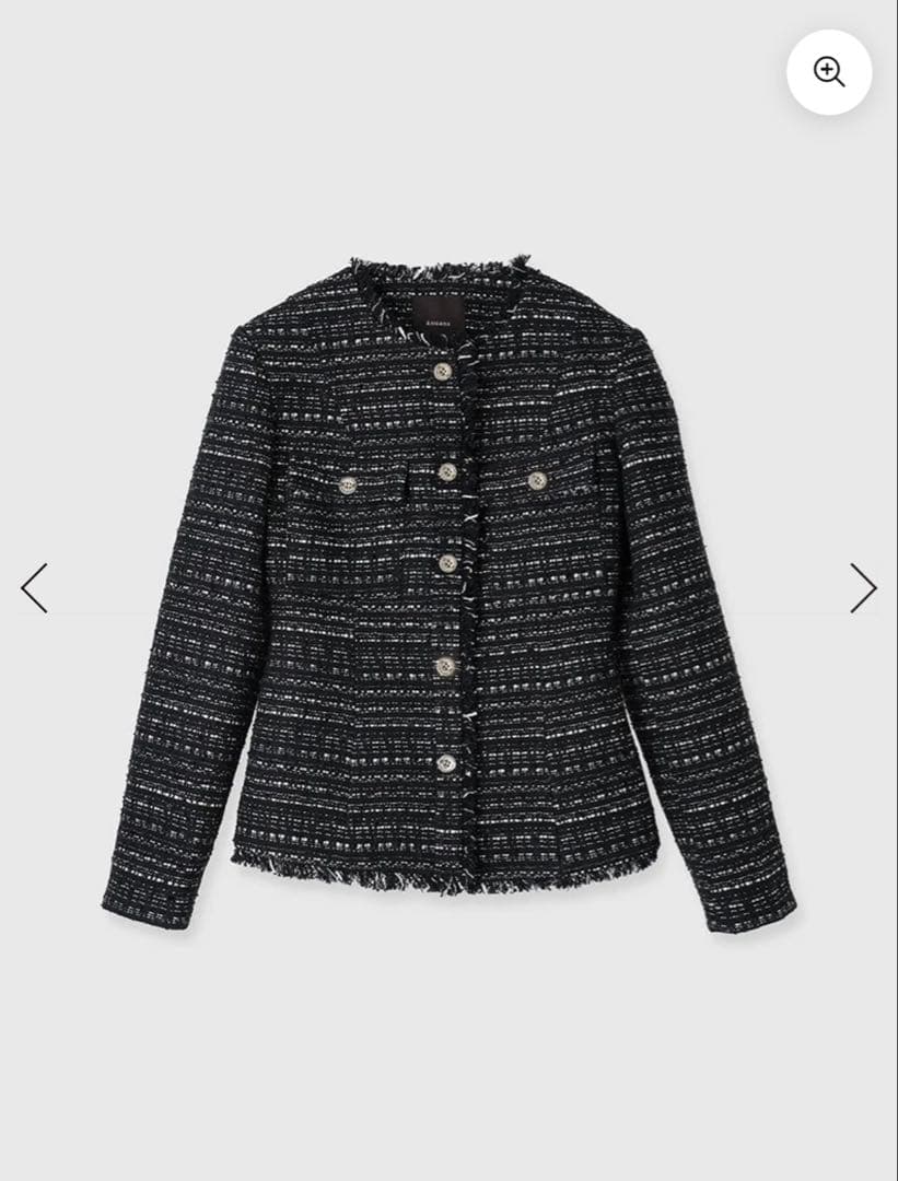 ★ anuans★ ツイードノーカラーフォルムジャケットM