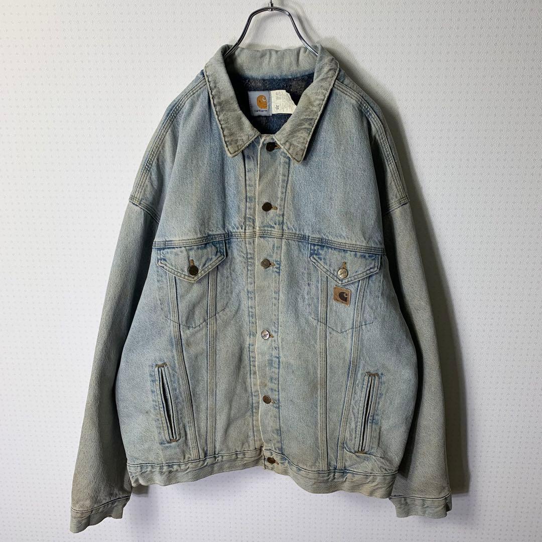 80s USA製 carhartt ブランケット付きデニムジャケット 2XL