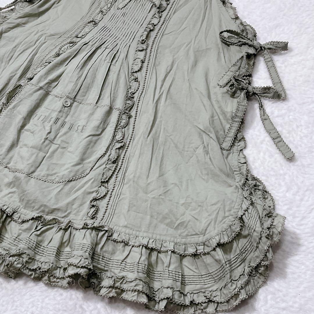 美品✨ピンクハウス ダブリエ ミントグリーン ロゴ 豪華リボン フリル レース