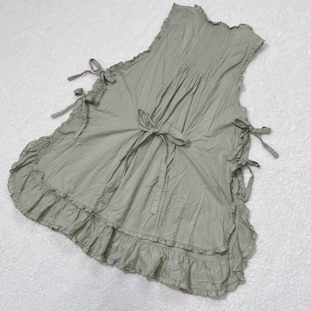 美品✨ピンクハウス ダブリエ ミントグリーン ロゴ 豪華リボン フリル レース