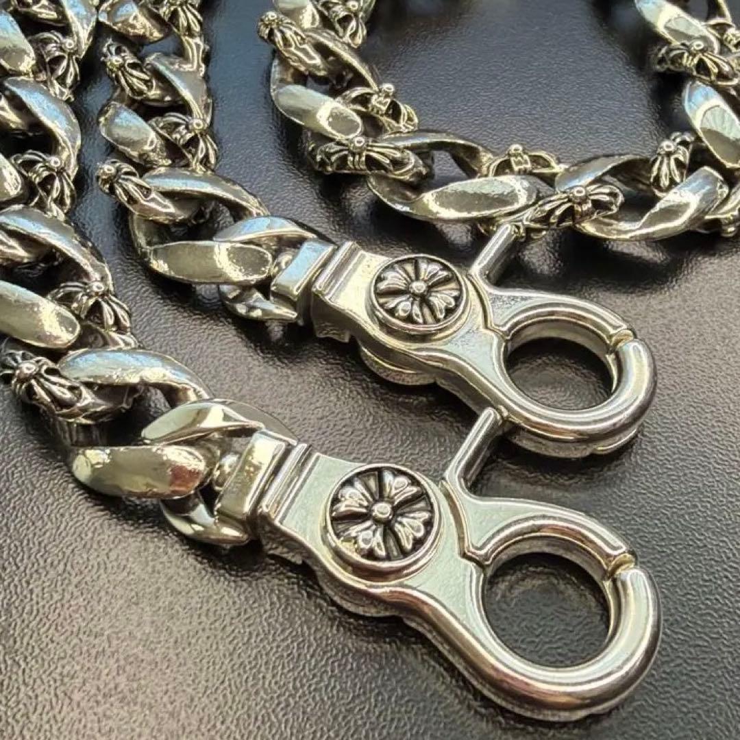 CHクロス ウォレットチェーン 222グラム フローラルクロス シルバー