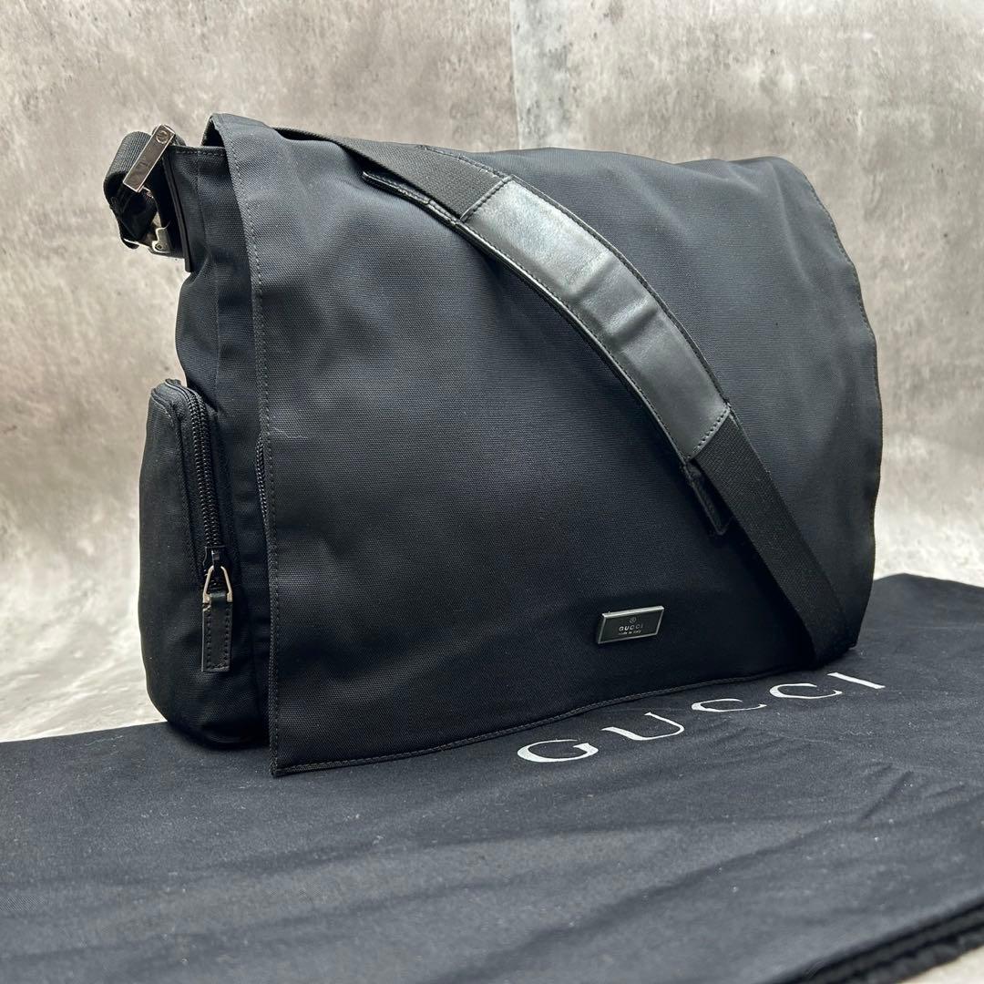 【良品】 グッチ ショルダーバッグ 2way メッセンジャーバッグ ブラック