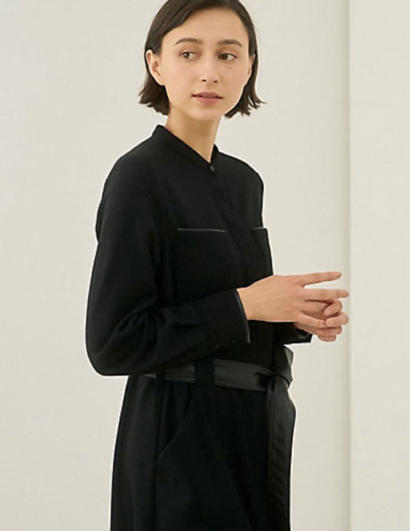 ANAYI ウールジャージーレザーコンビワンピース※ 彩果