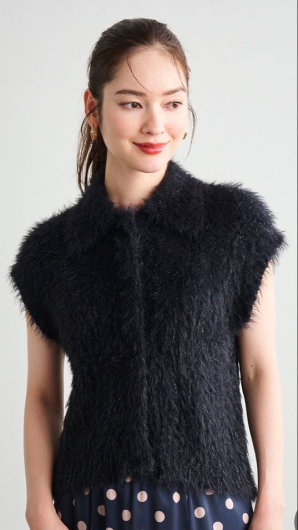 ゆゆ LOUNIE フェザーニットプルオーバー ブラック 38