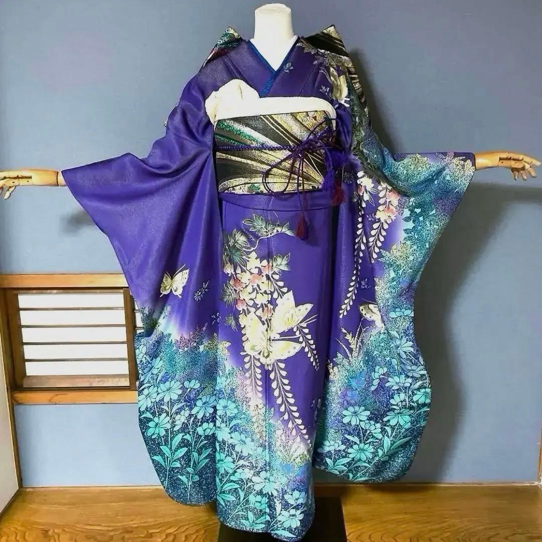 振袖フルセット　高身長　金通し　手描き友禅　成人式振袖　振袖　裄丈71