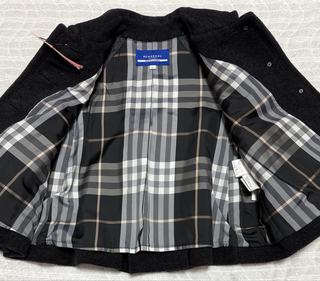 め*ん様 美品 バーバリーブルーレーベル ノバチェック ショートポンチョ38 ダ