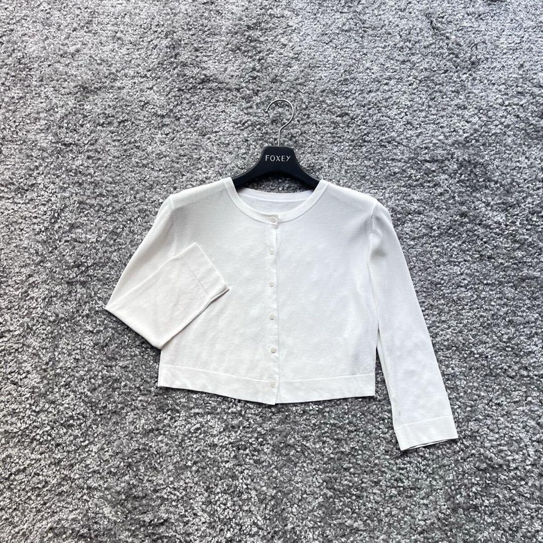 FOXEY NY 38 ホワイト アッパースタンダードカーディガン