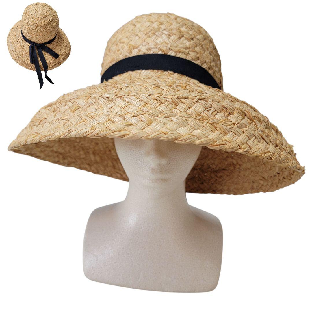 ほぼ未使用 L.L.BEAN エルエルビーン 紫外線対策 ラフィアハット F