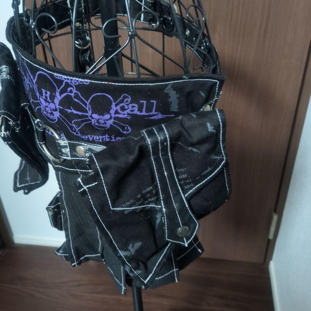 h.naoto　スカルプリント スカート付き　ウエストポーチ　ゴシック