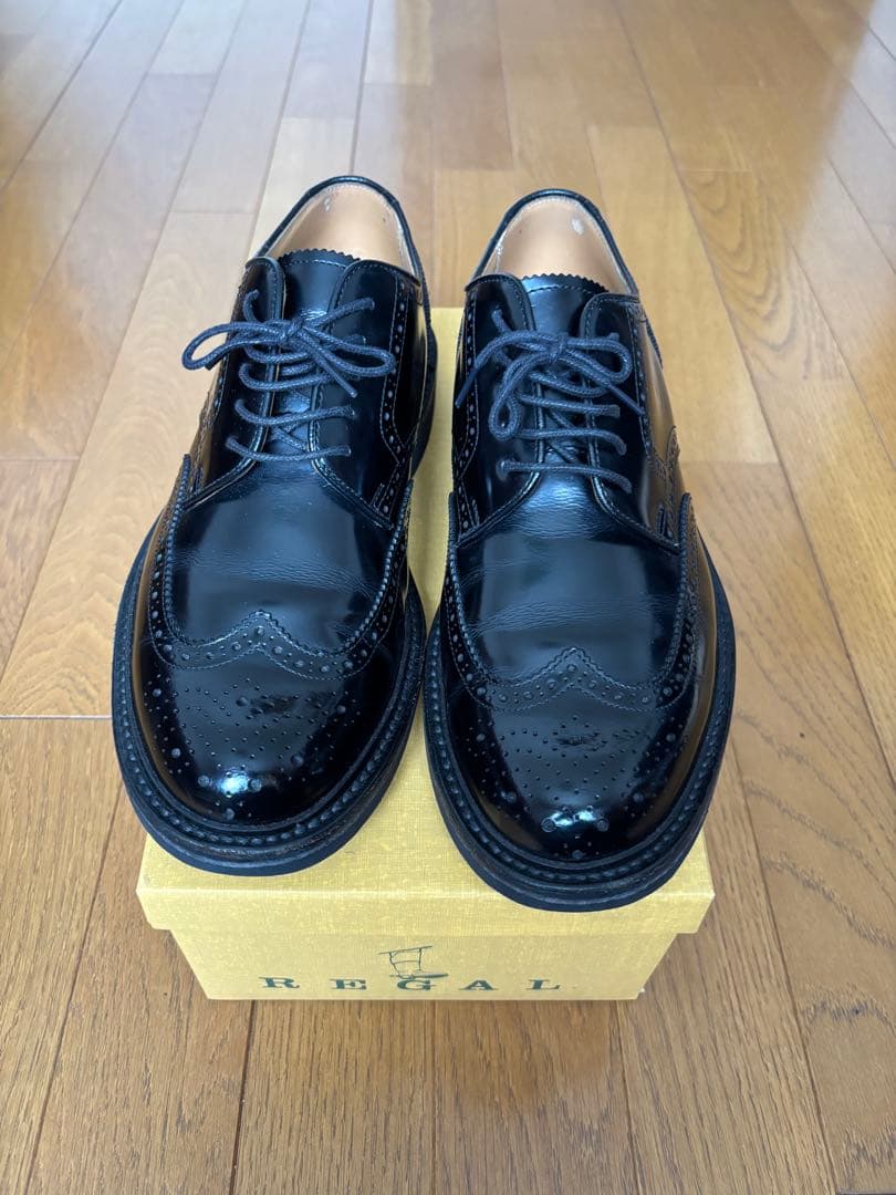 REGAL リーガル 革靴 ウィングチップ 黒25.5cm