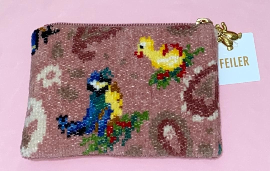 近沢レース×フェイラー　ハイジペイズリーピンク　タオルハンカチ＆ティッシュポーチ