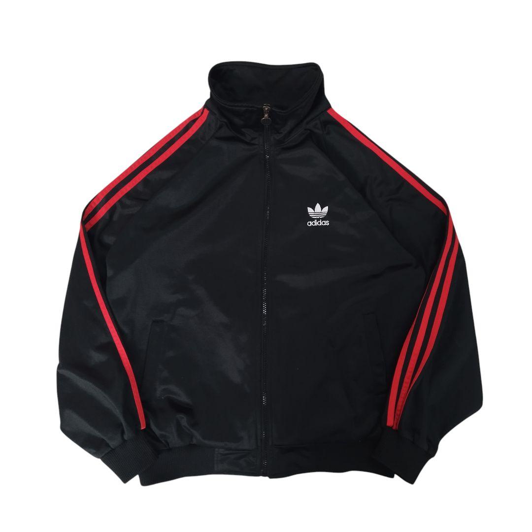 オールドアディダス 90s ジャージ ハイネック トラックジャケット 赤黒 古着