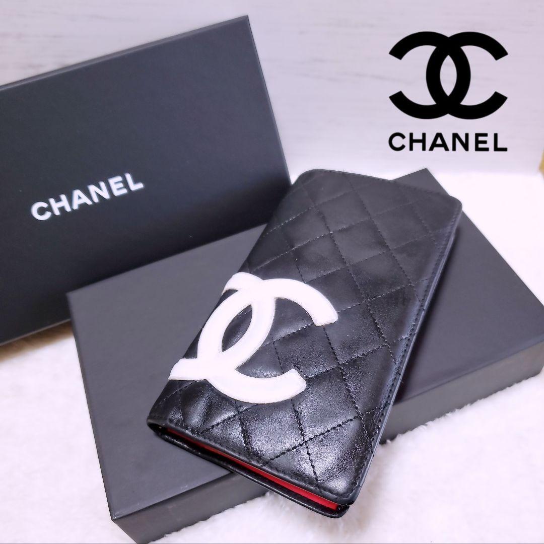 CHANEL✨ シャネル 二つ折り 財布 カンボンライン ココマーク ピンク 黒