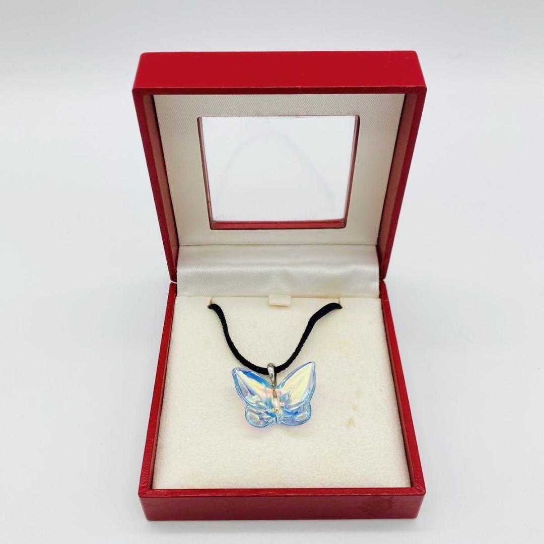 ケース付き バカラ イリゼ バタフライ ペンダント チョーカー ネックレス 虹色