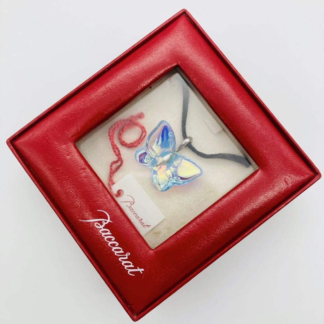 ケース付き バカラ イリゼ バタフライ ペンダント チョーカー ネックレス 虹色