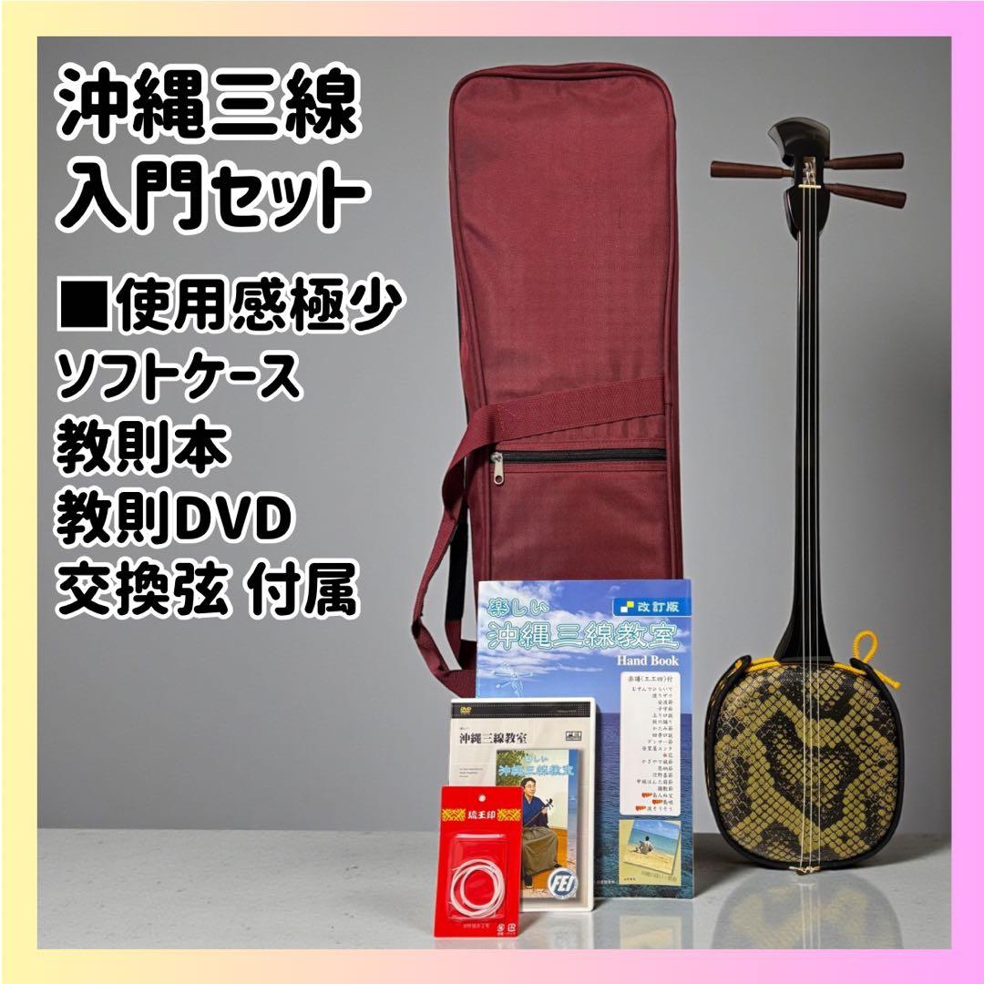 初心者安心✨沖縄三線 人工皮 入門フルセット 美品 和楽器 三線 美品✨