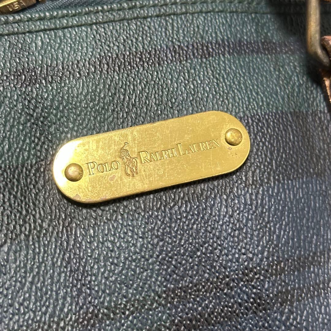 き*ろ様 ラルフローレン レザーPVC 2way ブラックウォッチ 大容量ボスト
