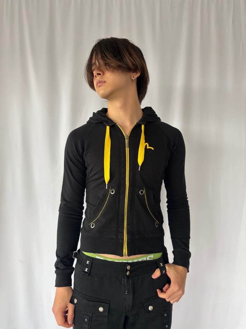 トップス EVISU Yellow Seagull Logo Zip Hoodie