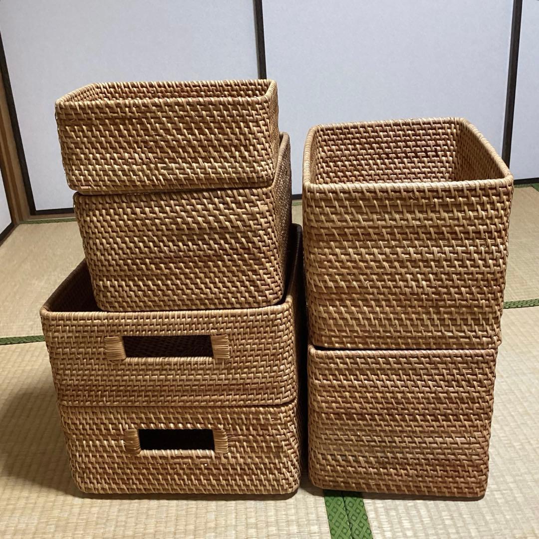 無印良品　重なるラタン　6個セット　まとめ売り