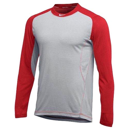 新品USA限定発売☆NIKE襟元刺繍スウォッシュ★野球用アンダーシャツ☆赤★ＸＬ