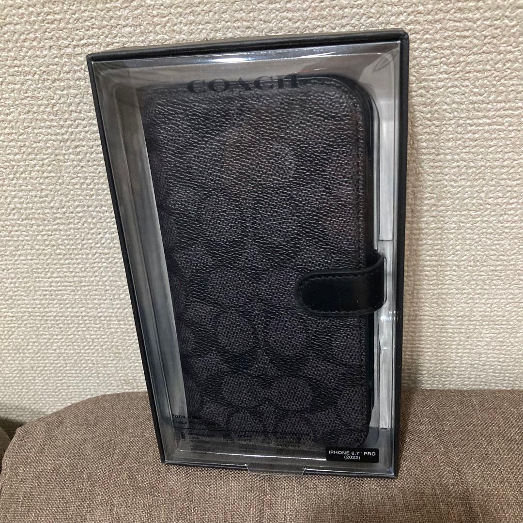 【新品】本革製　Coach - iPhone 14PROMAX シグネイチャー