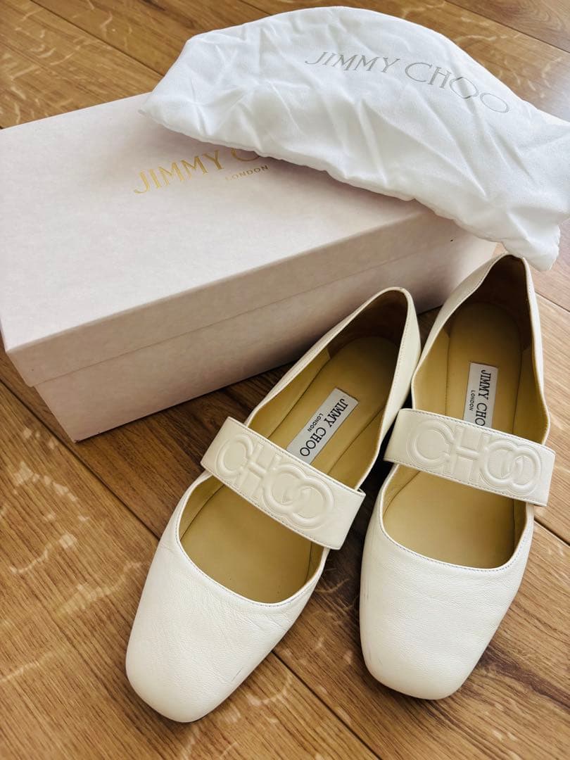 JIMMY CHOO ホワイト フラットシューズ