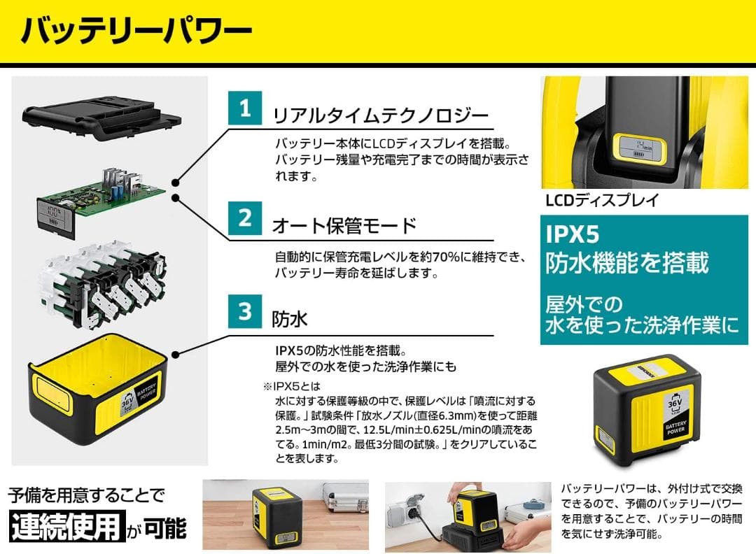 ケルヒャー　高圧洗浄機 36V /5Ah K2 コードレス バッテリーセット