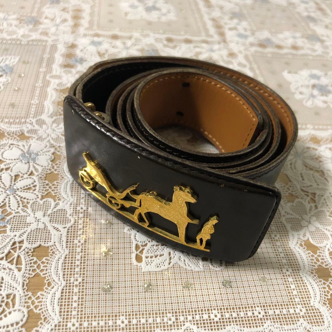 ♤エルメス￼♤ブラウン♤ベルト♤Hermès♤馬車♤