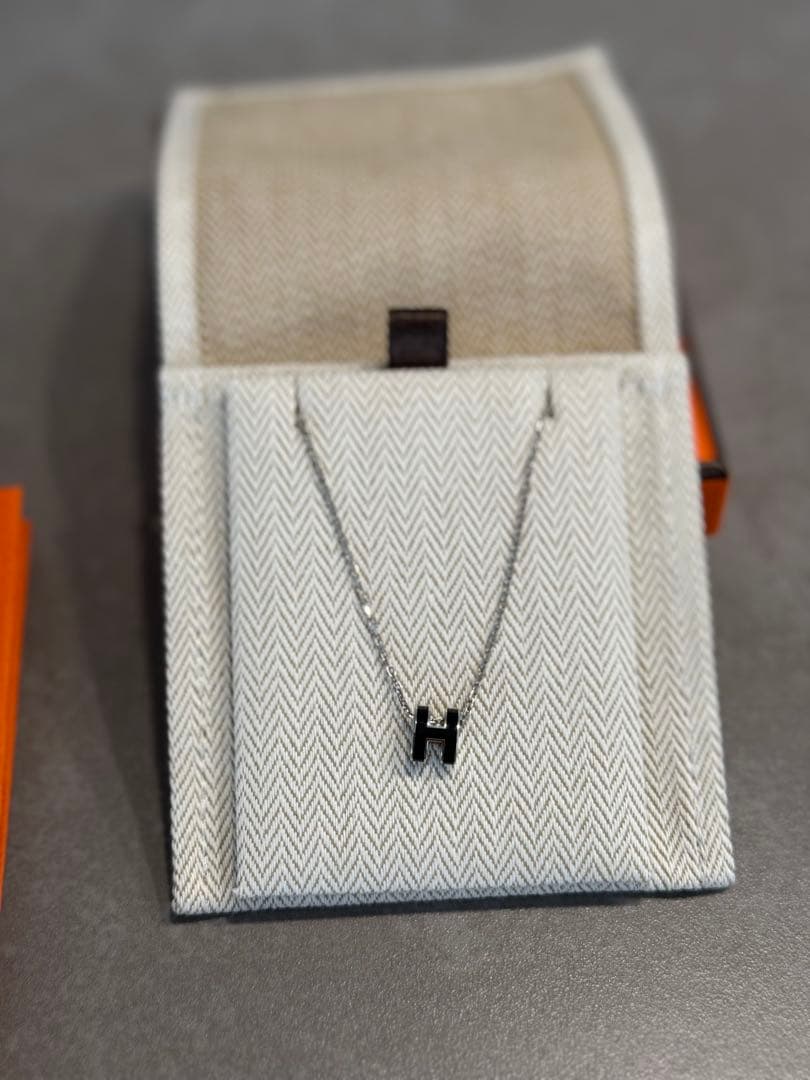 HERMES ミニポップh ペンダント　シルバー×ブラック